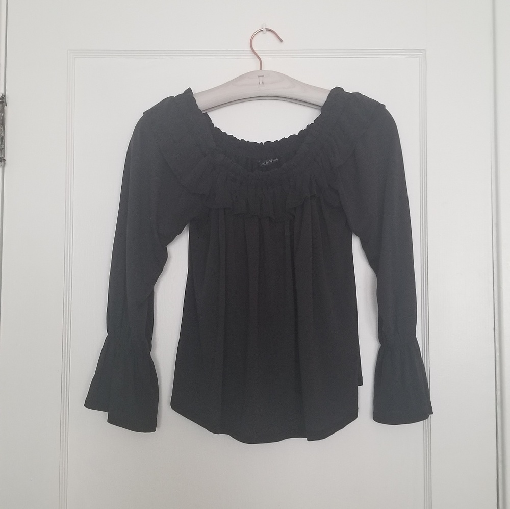 Harlow & Graham modal ruffle trim blouse